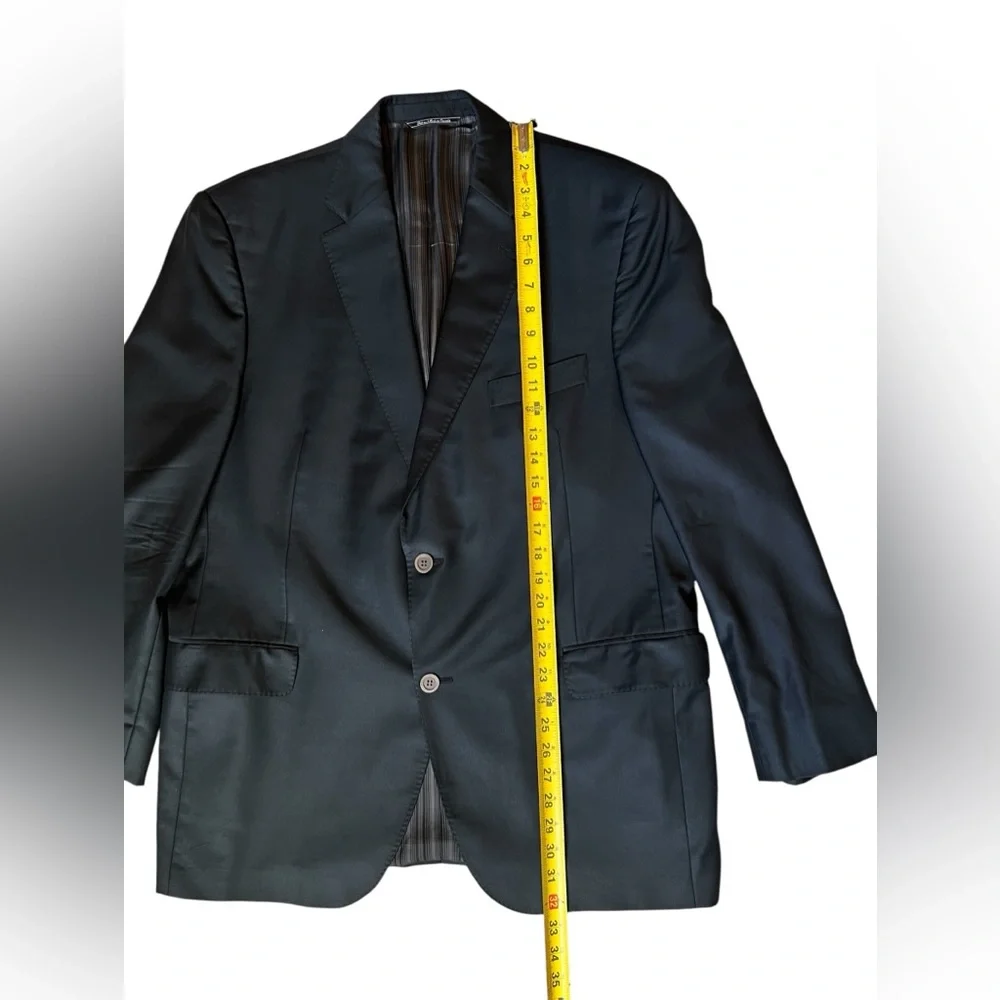 Jack Victor E Thomas Bespoke 45R Black Wool/Cashmere 2 Button Suit Jacket